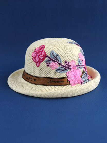 New Ethnic Style Embroidery Spring Knitted Fisherman Hat Sunscreen Sunshade Hat Women'S Summer Top Hat Tide Versatile Pot Hat