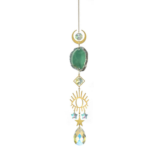 Colorful Agate Sun Moon Crystal Suncatcher