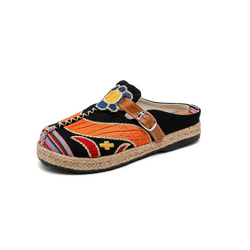 New Embroidered Cloth Shoes Flat-Bottomed Casual Fabric Slippers Cloth Shoes Casual Bag Head Cloth Shoes Women