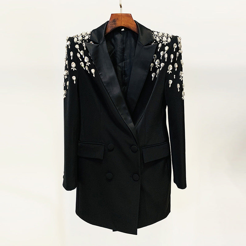 Fashionable Handmade Beaded Long Blazer