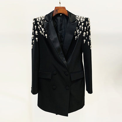 Fashionable Handmade Beaded Long Blazer