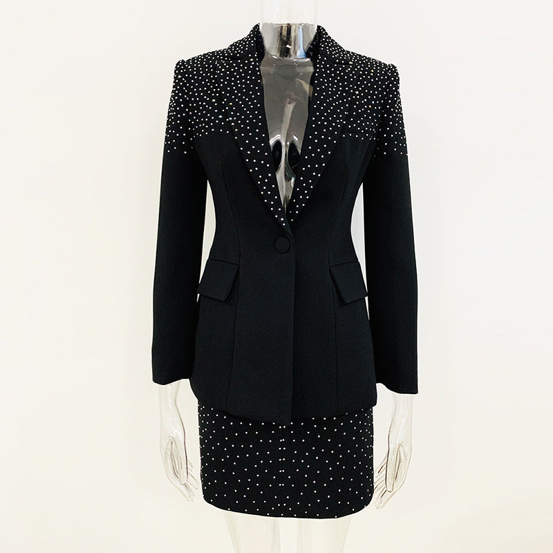 Rhinestone Blazer And Skirt Set