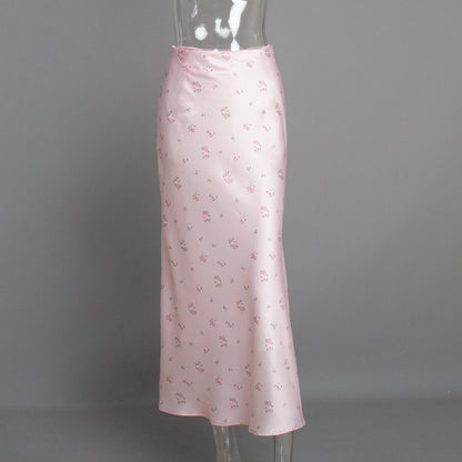 Floral Print High-Waisted Midi Skirt Elegant A-Line Style