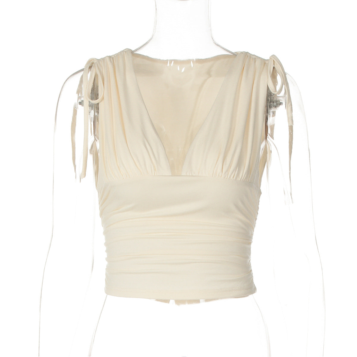 Sexy Deep V Neck Wrap Top Casual Slim Fit
