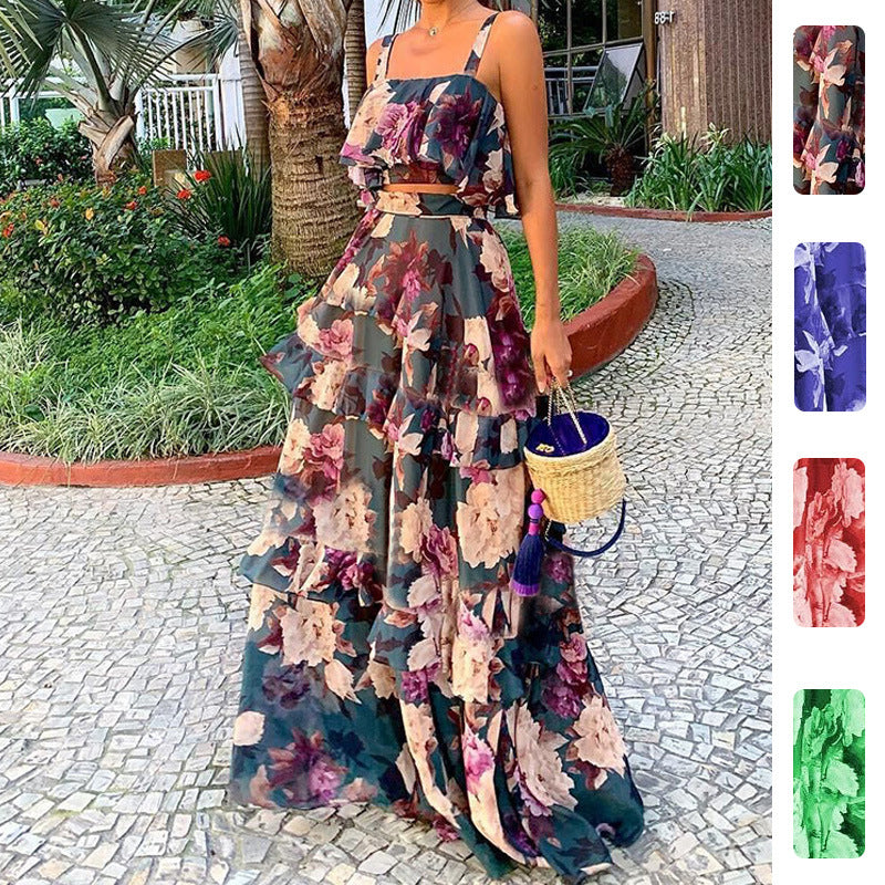 Floral Print Two-Piece Dress Set for Women