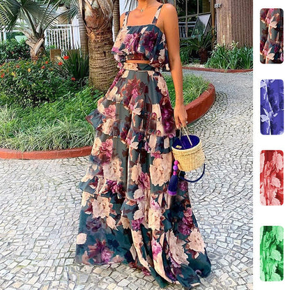 Floral Print Two-Piece Dress Set for Women