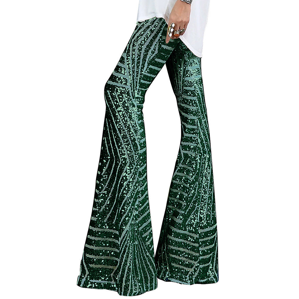 Sequin Slacks Women'S New High Waist Loose Straight Leg Trousers For Autumn