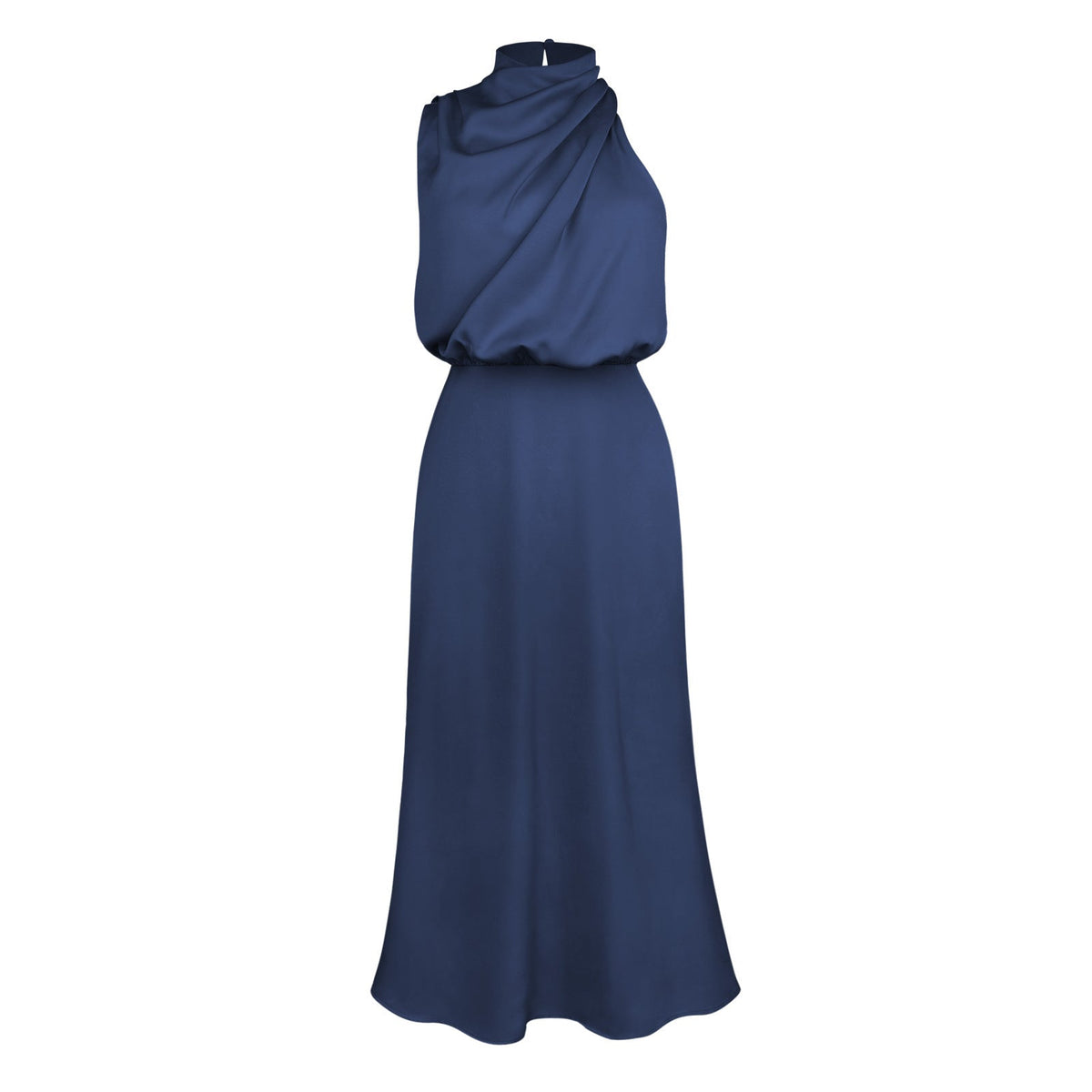Elegant Sleeveless Satin Dress Casual Chic Evening Gown