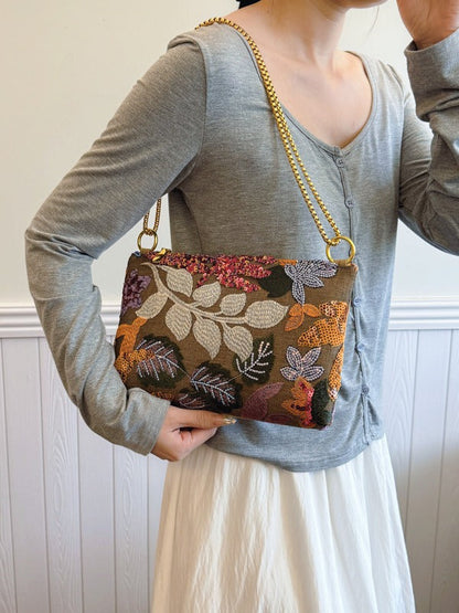 Sequin Evening Clutch Bag Embroidered Handbag for Women