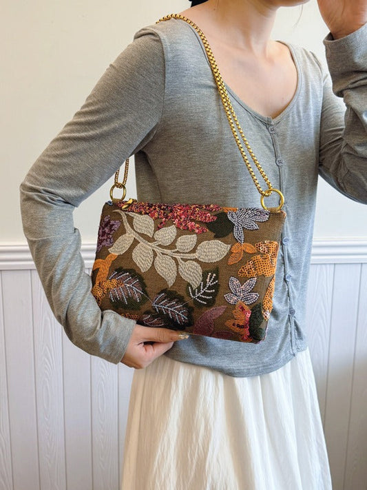 Sequin Evening Clutch Bag Embroidered Handbag for Women