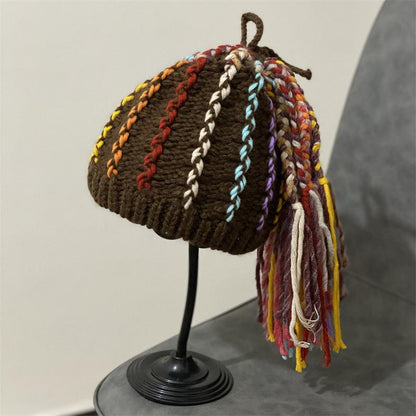 Fashion Woolen Hat Female Reggae Dirty Braids Warm Hip-Hop Knitted Hat Wig Hat Personality Funny