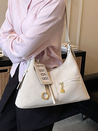 Trendy Women's Shoulder Bag Vintage Textured Design Large Capacity Crossbody Bag