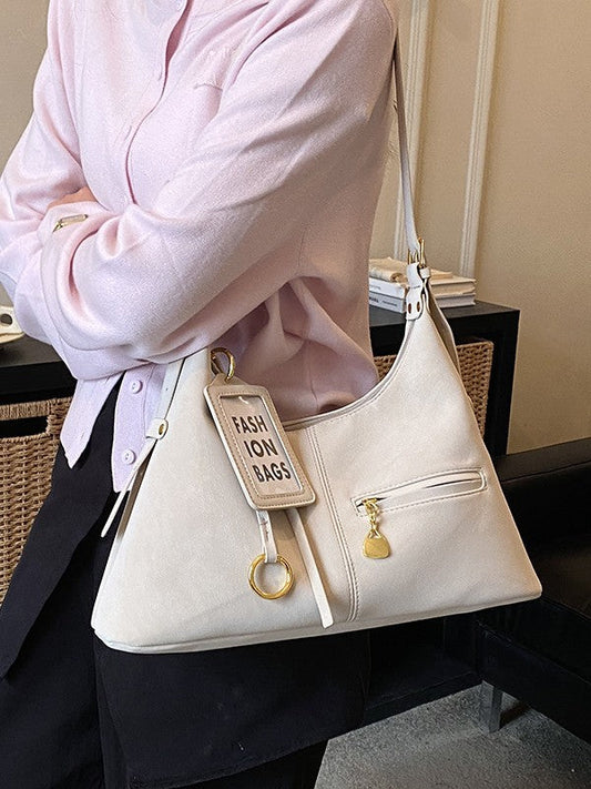 Trendy Women's Shoulder Bag Vintage Textured Design Large Capacity Crossbody Bag