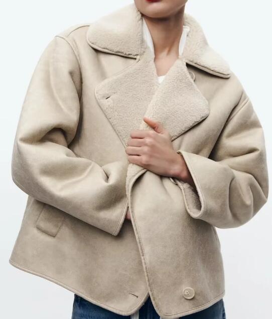 Oversized Plush Faux Suede Winter Coat