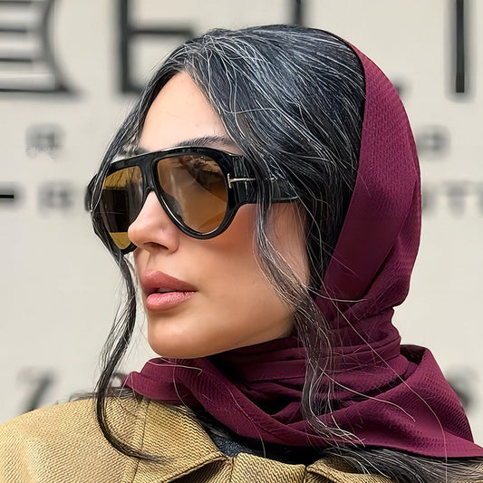 Fashion T-Shaped Oval Sunglasses UV400 Protection Trendy Shades