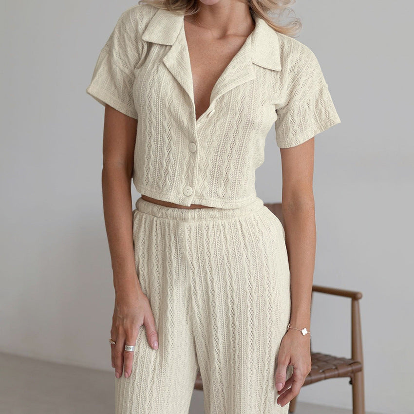 Simple Knit Solid Color Sleepwear Sets