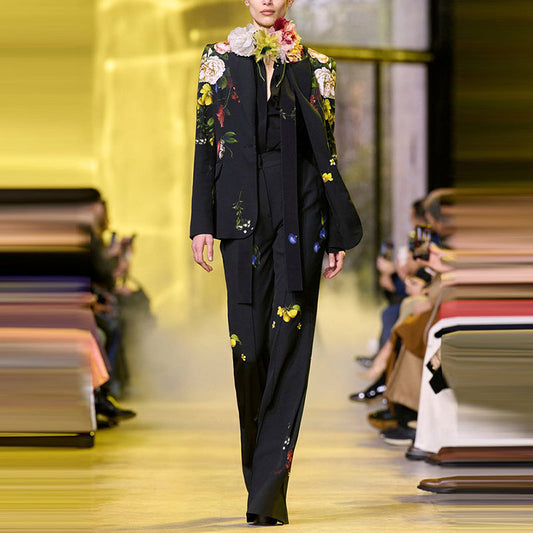 Floral Print Blazer Trouser Set