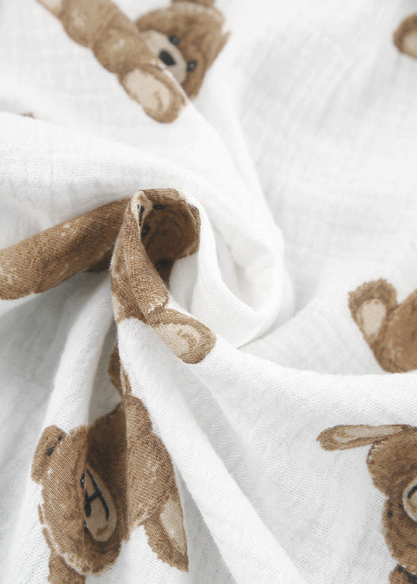 Two Piece Lounge Set Soft Gauze Fabric White