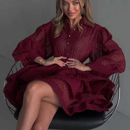 French Style Short A-Line Dress With Collar