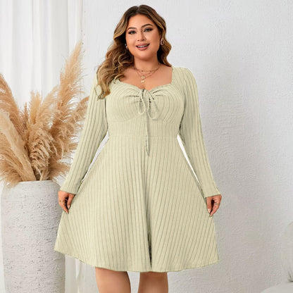 Plus Size Floral Print Elegant Long Sleeve Dress