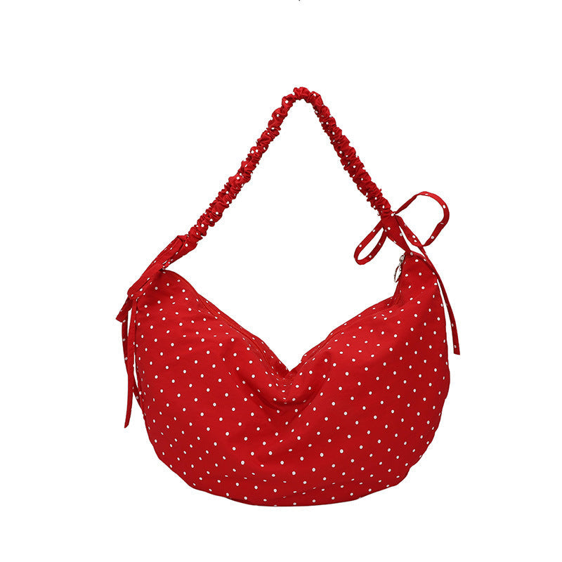 Casual Dotted Doughnut Bag Soft Canvas Shoulder Bag