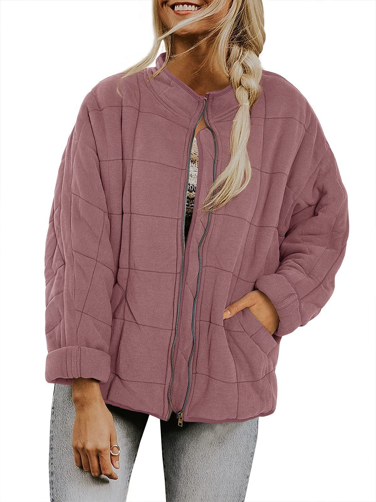 Solid Color Stand Collar Cotton Coat With Pockets