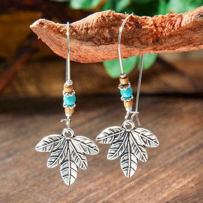 Bohemian Style Turquoise Earrings Set Oval Tassel Dangle Jewelry