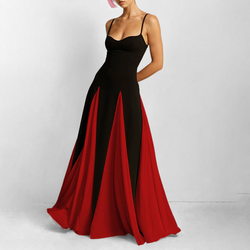 New Women's Casual A-Line Dress Solid Color Pleated Maxi Dress