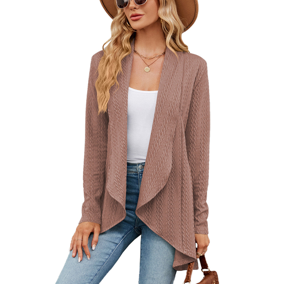 Autumn And Winter New Long Sleeved Solid Color Loose Cardigan Top Women'S Knitted Coat