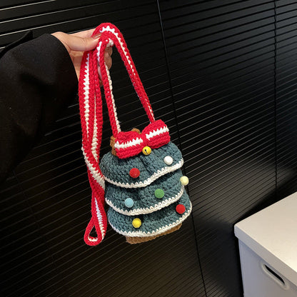 Cute Handmade Crochet Christmas Tree Crossbody Bag