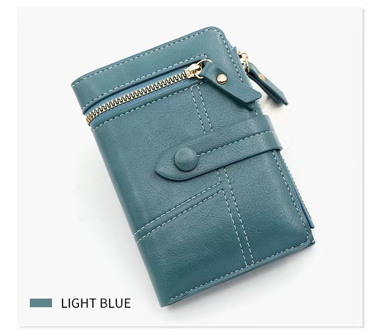 Simple Zip Leather Card Cases Wallets