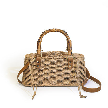 Handcrafted Bamboo Tote Bag Stylish Woven Beach Handbag