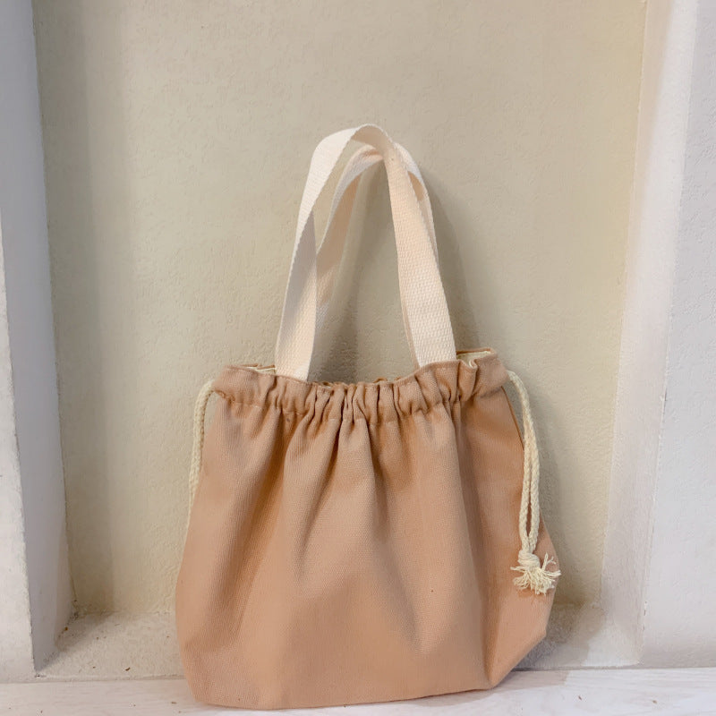 Plain Minimalist Japanese Bento Bag Canvas Drawstring Tote