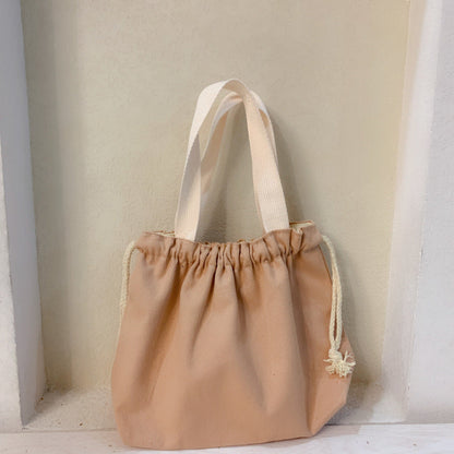 Plain Minimalist Japanese Bento Bag Canvas Drawstring Tote