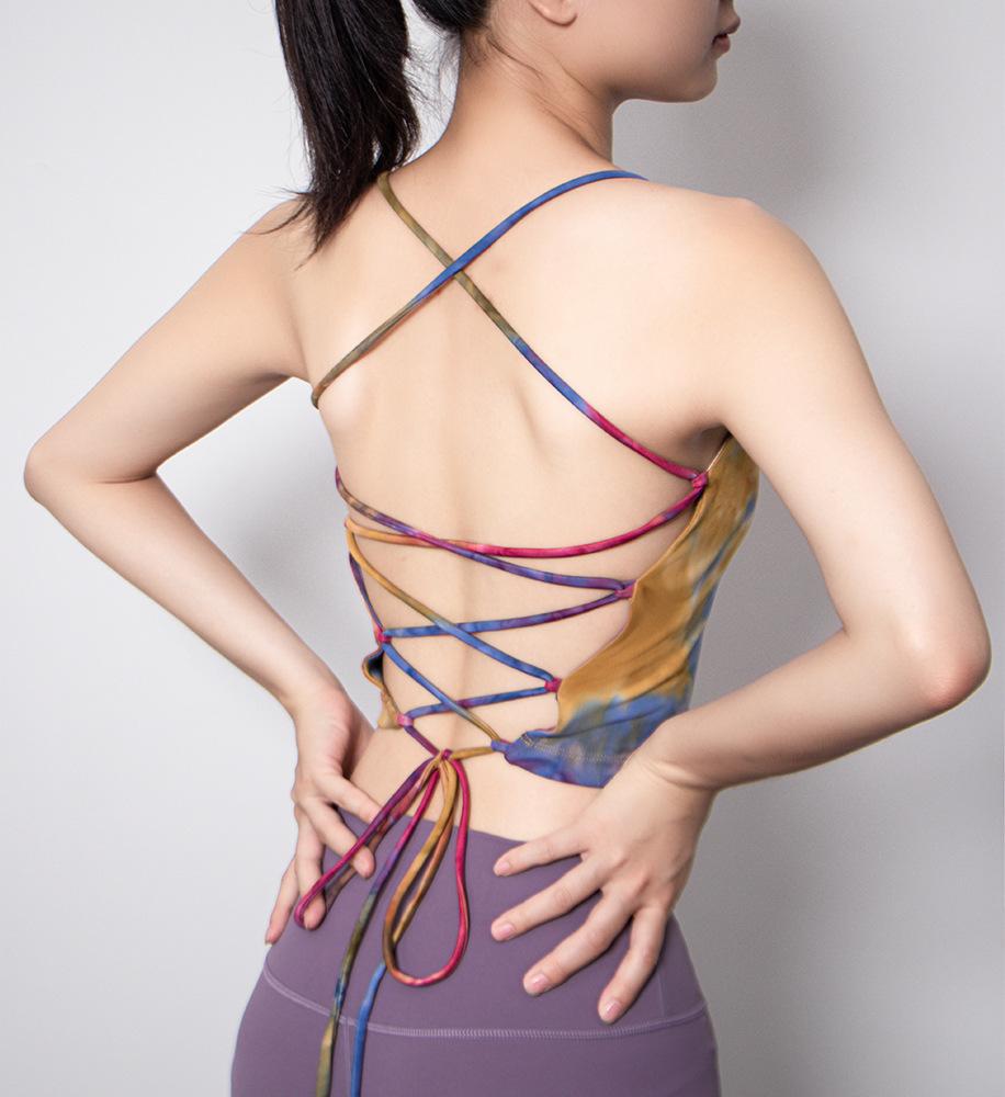 Hand-Dyed Sexy Big Backless Women'S One-Piece Fitness Sports Bra Yoga