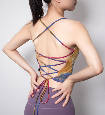 Hand-Dyed Sexy Big Backless Women'S One-Piece Fitness Sports Bra Yoga