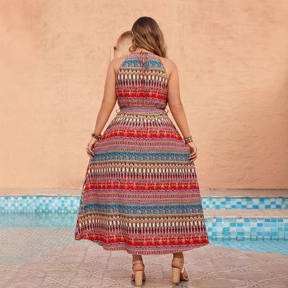 Floral Print Maxi Dress Sleeveless Boho Style