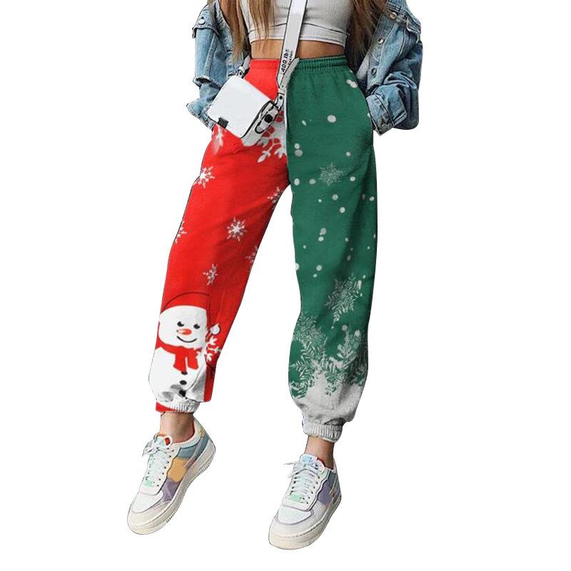 Women'S Christmas Positioning Printing Loose Fitness Sports Harem Pants Temperament Commuter Trousers