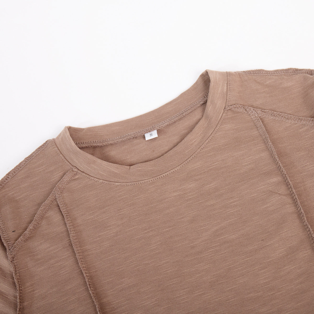 Patchwork Round Neck Simple Tops