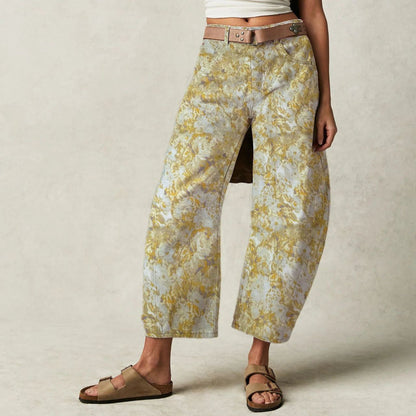 Relaxed Fit Mid-Waist Denim Pants with Pockets