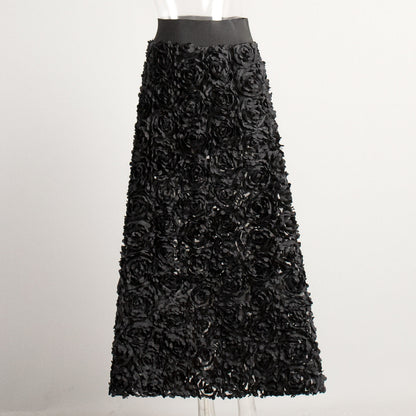 Elegant Petal Design Maxi Skirt for Evening Events