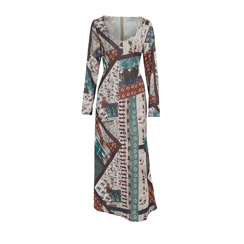 Elegant Vintage Floral V-Neck Bodycon Dress