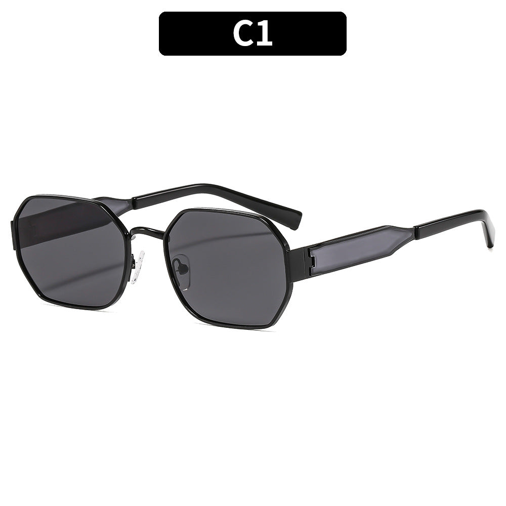 Polygon Metal Sunglasses UV400 Protection Trendy Outdoor Glasses