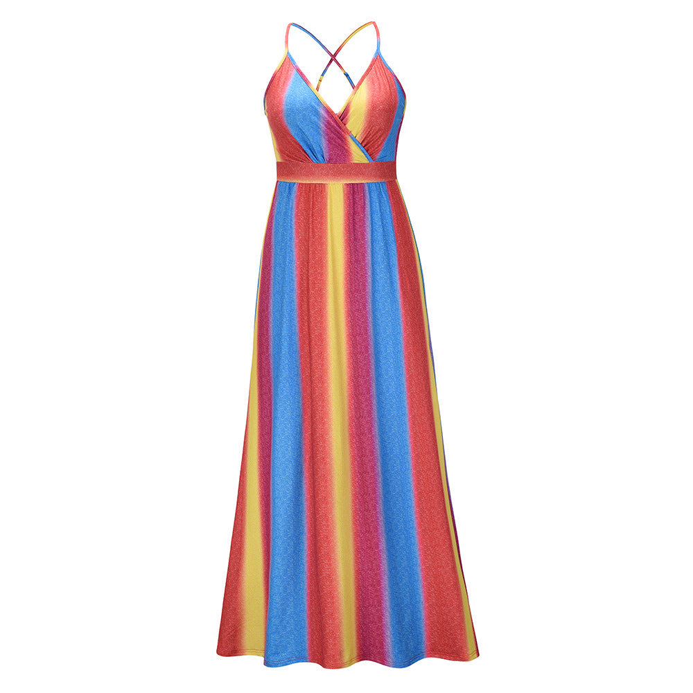 Floral Sling Long Dress Fashion Slim Fit Slim Dress