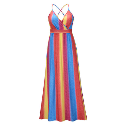 Floral Sling Long Dress Fashion Slim Fit Slim Dress