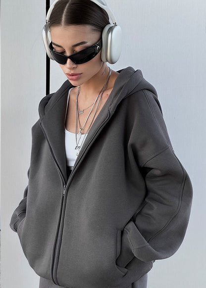 Oversized Zip Hoodie And Knit Sweatpants Set