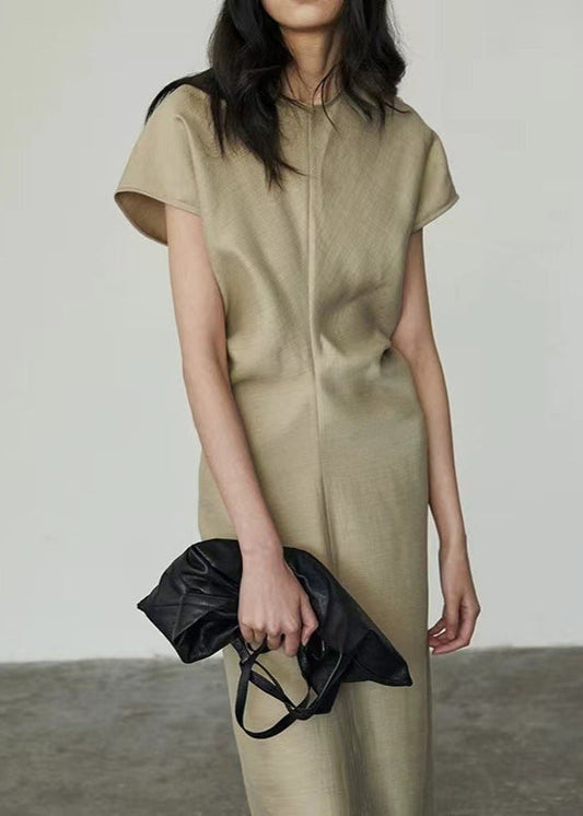 Structured Cap Sleeve Maxi Dress In Polyester