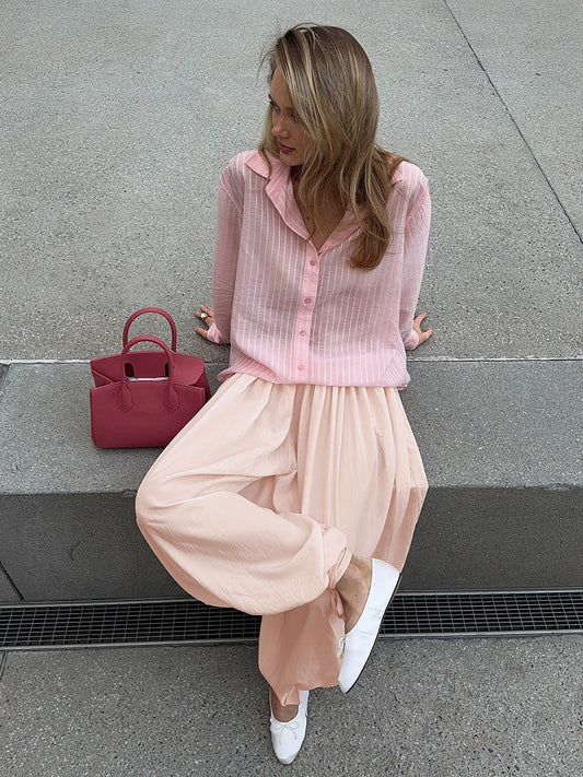 Wide-Leg Lantern Pants for Women with Tie Waist Casual Style