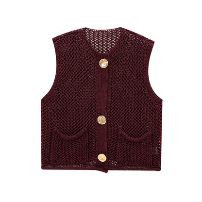 Trendy Round Neck Sleeveless Knit Top