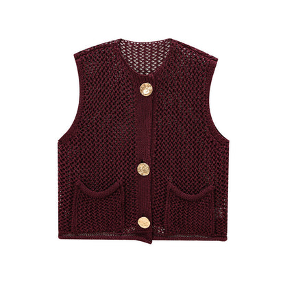 Trendy Round Neck Sleeveless Knit Top